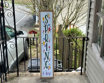 Spring Is Here Sign, Spring Porch Decor, Spring Decoration, Welcome Sign for Front Door, Welcome Sign for Front Porch