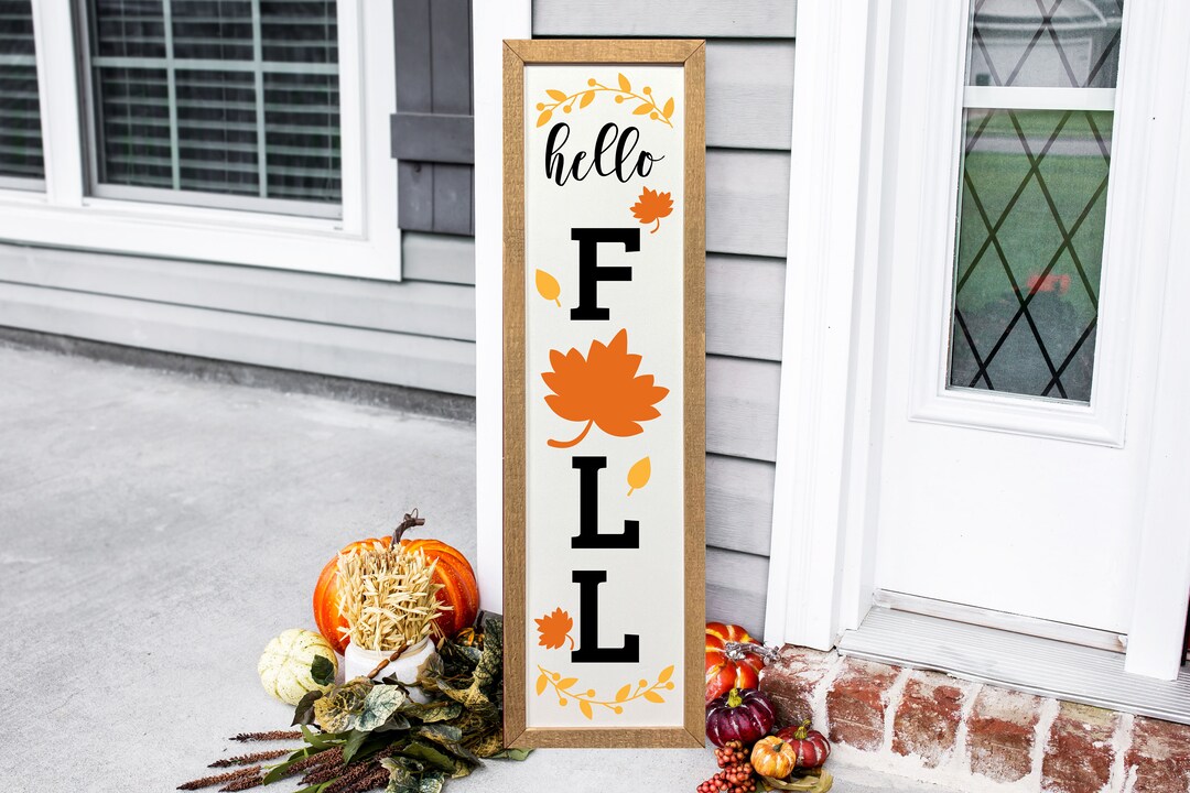 Hello Fall Wood Porch Sign Handcrafted Autumn Home Decor Etsy