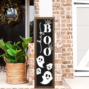 Hey Boo Sign, Halloween Ghost Sign, Wood Welcome Sign, Front Porch Sign, Welcome Porch Sign, Halloween Porch Decor