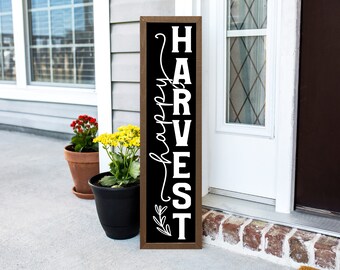 Happy Harvest Sign | Fall Porch Decor | Wood Sign | Farmhouse Welcome Sign | Thanksgiving Decoration | Entryway Decor