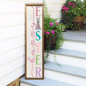 Happy Easter Porch Sign - Easter Bunny Sign