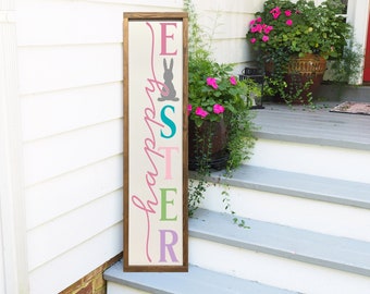 Happy Easter Porch Sign - Easter Bunny Sign