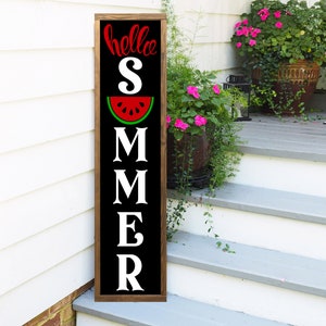 Hello Summer Sign, Watermelon Sign, Summer Porch Decor, Watermelon Decor image 1