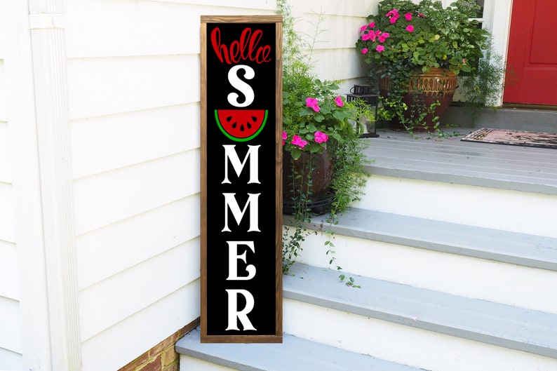 Hello Summer Sign, Watermelon Sign, Summer Porch Decor, Watermelon Decor image 1