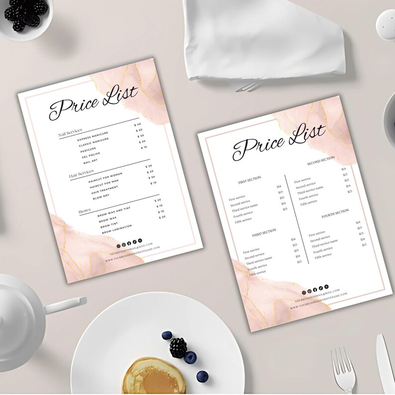 Menu Seeable Editable Salon Spa Price List Template: Canva Printable (digital ...