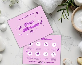 Plantilla imprimible para tarjeta de cuidado posterior de cejas: Instrucciones editables para salón de pestañas y cejas (descarga digital de Canva)