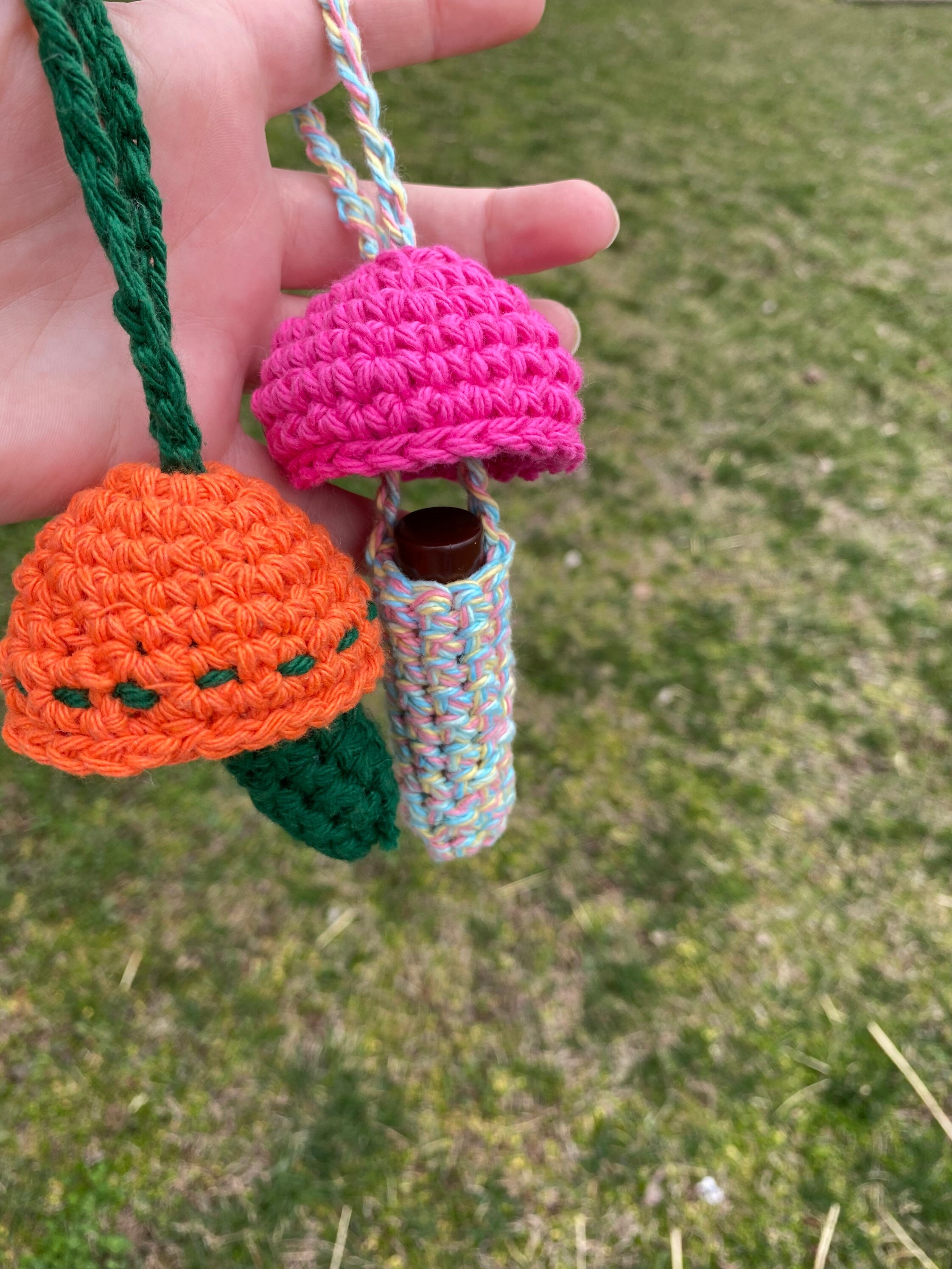 Crochet Mushroom Chapstick holder Etsy