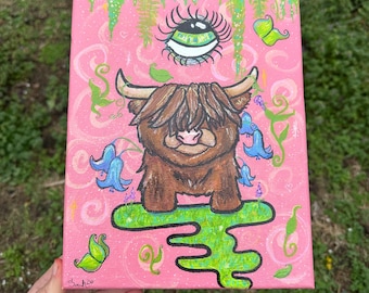 ハイランド牛の絵画