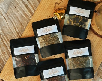 Decaf Herbal Tea Sampler: Handmade Organic Loose Leaf Tea Kit