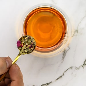 Organic Calming Night Tea: Rose, Spearmint, Meadowsweet Blend