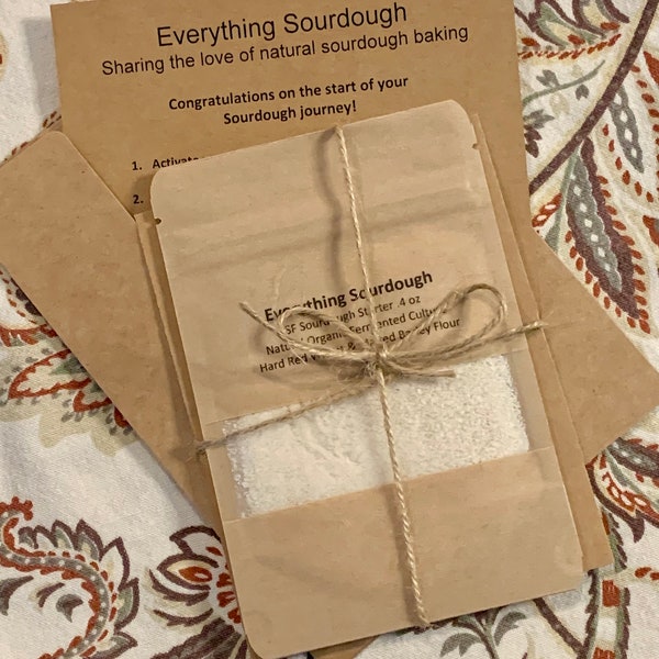SF Sourdough Starter Kit -Organic San Francisco Dehydrated Wild Sourdough Bread Starter Culture  Probiotic Yeast  .4 oz - / Great Gift /
