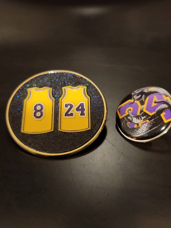 KB Badge Kobe Bryant #8 Los Angeles Lakers Basketball Jersey Stitched Yellow 