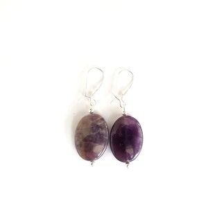 Sterling Silver Banded Amethyst Bead Earrings