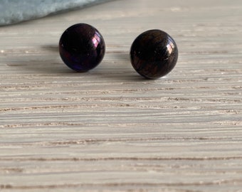 Purple Glass Studs, Glass Earrings, Gifts for Her, Stocking Fillers