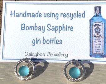 Open Circle Recycled Gin Bottle Stud Earrings