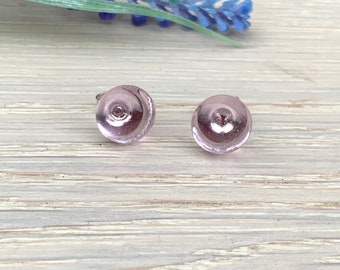 Fused Pink Glass Studs, Clear Pink Glass Studs, Pretty Pink Glass Studs, Birthday Gift for Her