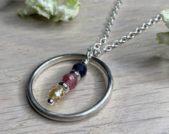 Family Birthstone Necklace, Custom Birthstone Necklace, Handmade Gemstone Jewellery,  Mother's Day Gift, Gift for Grandmother