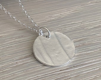 Sterling Silver Disc Pendant, Simple Disc Pendant, Handmade Silver Jewellery, Silver Gift for Her, Handmade Necklace