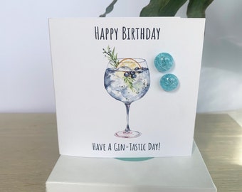 Recycled Gin Bottle Stud Earrings, Recycled Bombay Sapphire, Gin Birthday Card, Gift for Gin Lovers, Recycled Glass Stud Earrings