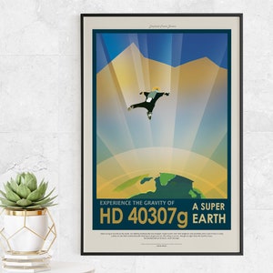 HD 40307g - Experience the Gravity of a Super Earth - NASA JPL Space Tourism Poster Wall Art for Office, Classroom, Home, School, Kids Gift