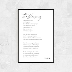 The Blessing Bible Scripture Print Poster Prayer - Worship Lyrics Christian Wall Minimilast Art Gift -