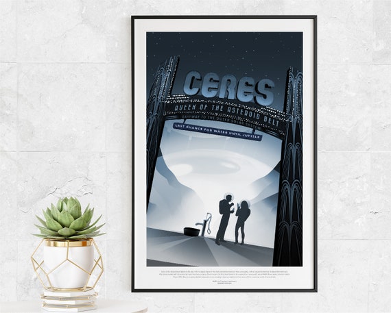 Ceres - Queen of the Asteroid Belt - NASA JPL Space Tourism Travel Poster Ceres - Queen of the Asteroid Belt - NASA JPL Space Tourism Travel Poster