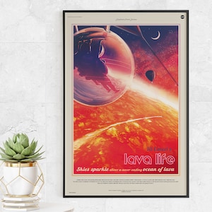 55 Cancri e Lava Life - NASA JPL Space Tourism Poster - Wall Art Prints for Office, Classroom, Home, School, Kids Gift Planets