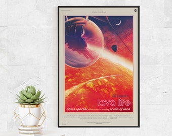 55 Cancri e Lava Life - NASA JPL Space Tourism Poster - Wall Art Prints for Office, Classroom, Home, School, Kids Gift Planets