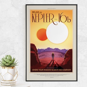 Relax on Kepler-16b Where Your Shadow Always Has Company NASA JPL Space Travel Poster Wall Art for Office, Classroom, Home, School Gift