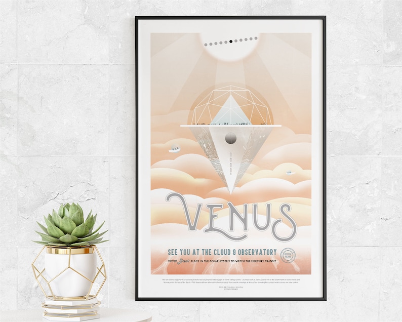 Venus: See You at the Cloud 9 Observatory - NASA JPL Space Tourism Poster - Wall Art Prints for Office, Classroom, Home, School, Kids Gift image 1