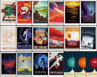 19 Posters - NASA JPL Visions of the Future Series - Space Travel Tourism Posters Wall Art Prints for Office, Classroom, Home, School Gift
