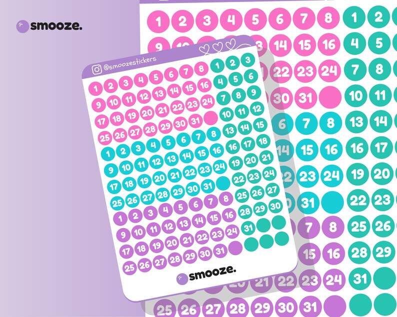 Number dots planner stickers uk calendar date stickers Etsy