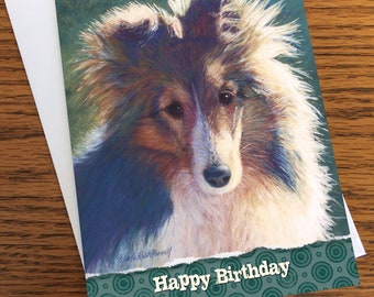 Dog Card, Shetland Sheepdog Blank Greeting Card, Frameable Art Card, Gift Card, Sheltie Note Card