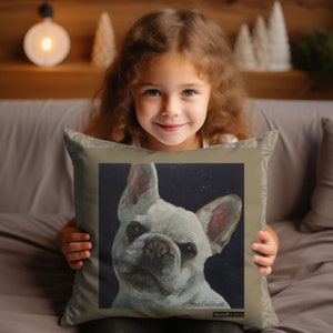 French Bulldog Pillow, Frenchie, Throw Pillow, Accent Cushion, Dog Art Pillow, Decorative, Home Decor, Dog Lover’s Gift, Dog Mom’s Gift