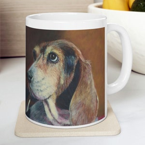 Basset Hound Mug 11oz, Coffee Mug, Cup, Original Art, Dog Lover&#39;s Gift, Dog Mom, Dog Dad, Coffee Lover, Hot Beverage Mug