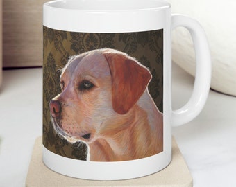 Yellow Lab Mug 11oz, Coffee Mug, Cup, Labrador Retriever, Original Art, Dog Lover's Gift, Dog Mom, Dog Dad, Coffee Lover, Hot Beverage Mug