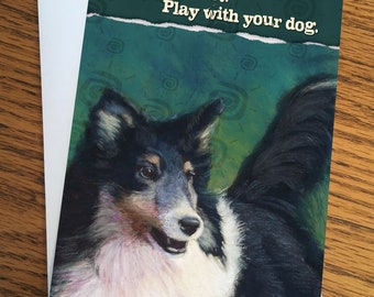 Dog Card, Sheltie Blank Greeting Card, Frameable Art Card, Gift Card, Sheltie Note Card