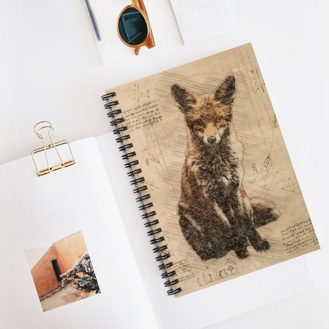 Fox Art Notebook Spiral Notebook Ruled Line Notebook Animal Etsy