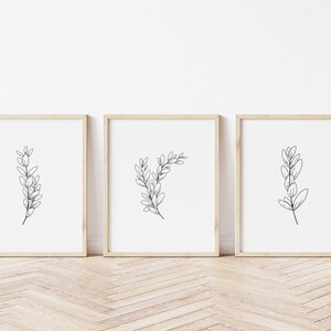 Black and White Botanical Wall Art Plant Prints Modern Minimalist ...