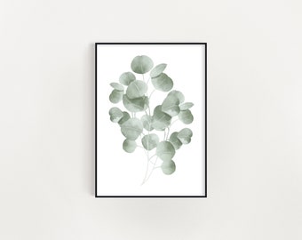 Eucalyptus Art Print,Botanical Wall Art,Watercolor Eucalyptus Print,Plant Wall Art,Printable Wall Art,Downloadable Art Print,Dusty Green