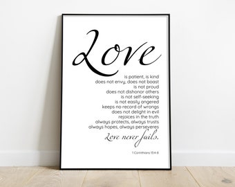 Love Is Patient,Scripture Print,1 Corinthians 13,Christian Prints,Bible Verse Print,Love Digital Download,Wedding Print,Wall Art,PDF,JPEG