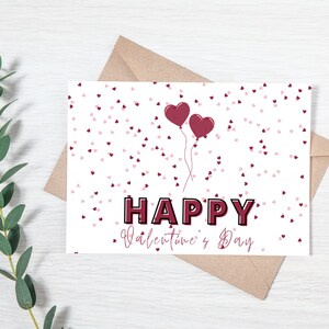 Valentine&#39;s Day Printable Greeting Card for Him or Her Valentine Printable Card with Hearts Digital Print Card Instant Download 5x7 Card PDF