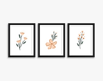Flower Prints, Set of Prints,Instant Digital Download,Botanical Printable Art,Plant Prints,Flower Printables,Floral Wall Art,JPG,PDF