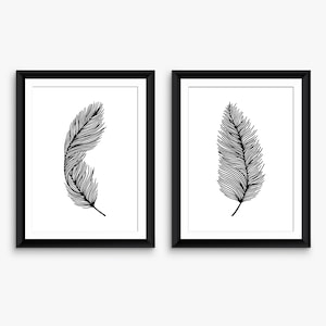 Black and White Feathers,Set of Prints,Instant Digital Download,Printable Art,Feather Prints,Minimalist Printables,Modern Wall Art,JPG,PDF