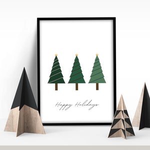 Happy Holidays Christmas Digital Print Christmas Decor Digital Download Holiday Printable Wall Art Christmas Mantel Decor Instant Download