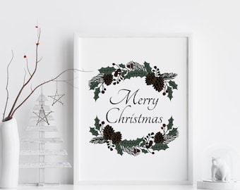 Merry Christmas Digital Print Christmas Decor Digital Download Holiday Printable Wall Art Christmas Mantel Decor Instant Download