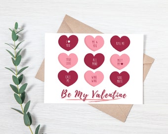 Be My Valentine Printable Greeting Card Valentines Day Printable Card for Him or Her Valentine Card with Hearts Instant Download 5x7 PDF
