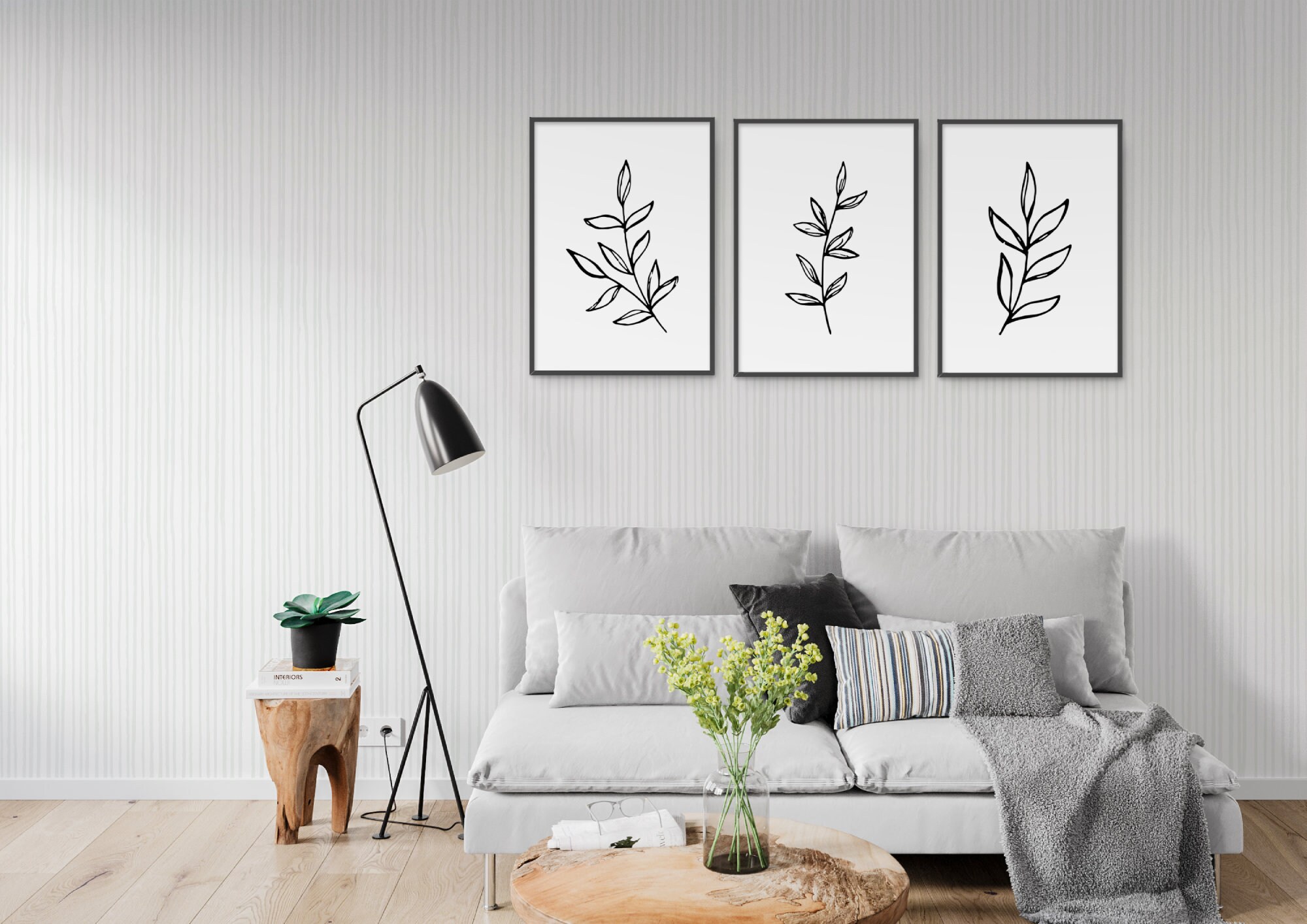 Black and White Botanical Wall Art Plant Prints Modern Etsy