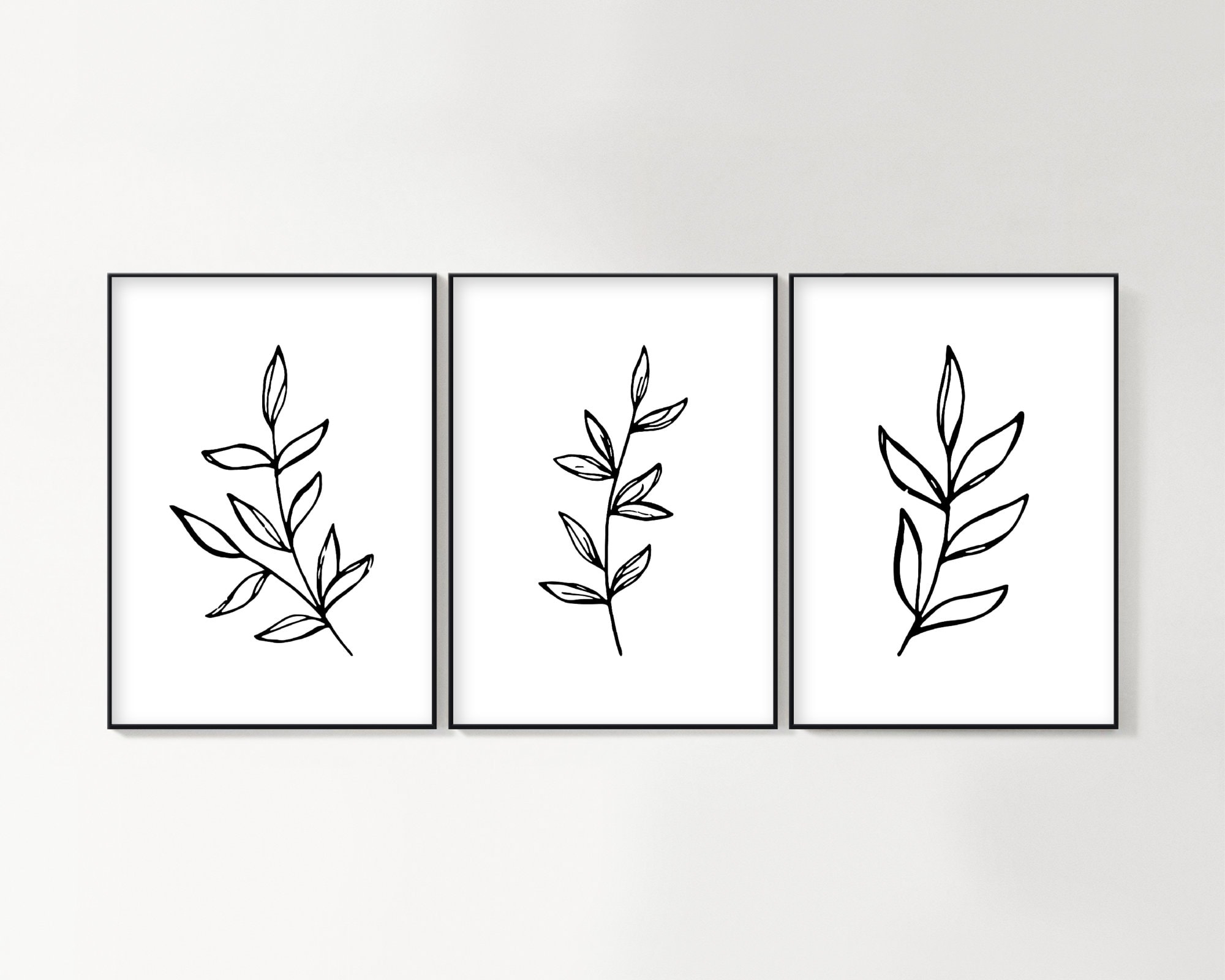 Black and White Botanical Wall Art Plant Prints Modern Minimalist ...