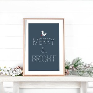 Merry and Bright Christmas Digital Print Christmas Decor Digital Download Holiday Printable Wall Art Christmas Mantel Decor Instant Download
